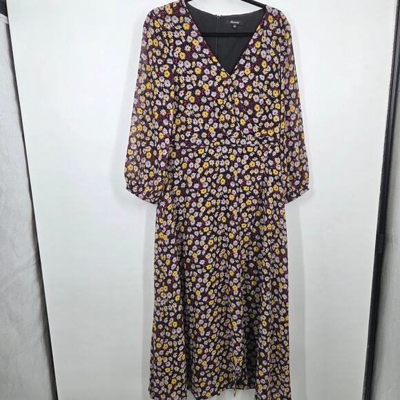 Madewell women SZ 12 Wrap-Front Maxi Dress in French Floral Maxi Prairie Daisy - Picture 1 of 7